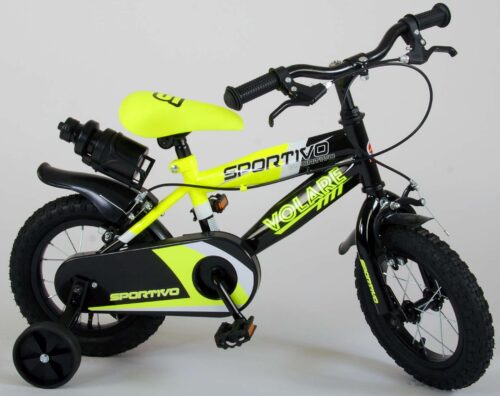 Volare Sportivo Kinderfiets - Jongens - 12 inch - Neon Geel Zwart - Twee Handremmen - 95% afgemonteerd - Afbeelding 2