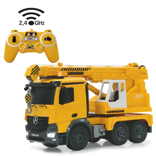 BESTUURBARE (RC) ZWAAR UITGEVOERDE KRAAN MERCEDES-BENZ AROCS LIEBHERR 1:20 2,4 GHZ