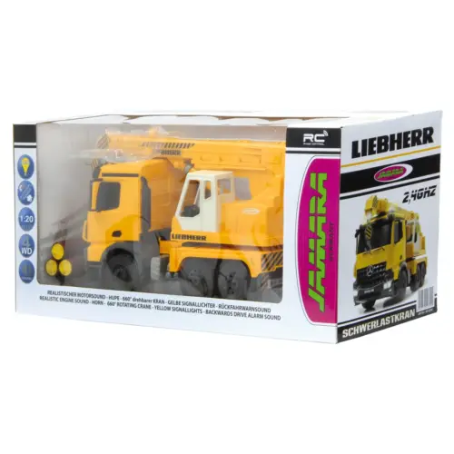 BESTUURBARE (RC) ZWAAR UITGEVOERDE KRAAN MERCEDES-BENZ AROCS LIEBHERR 1:20 2,4 GHZ - Afbeelding 3
