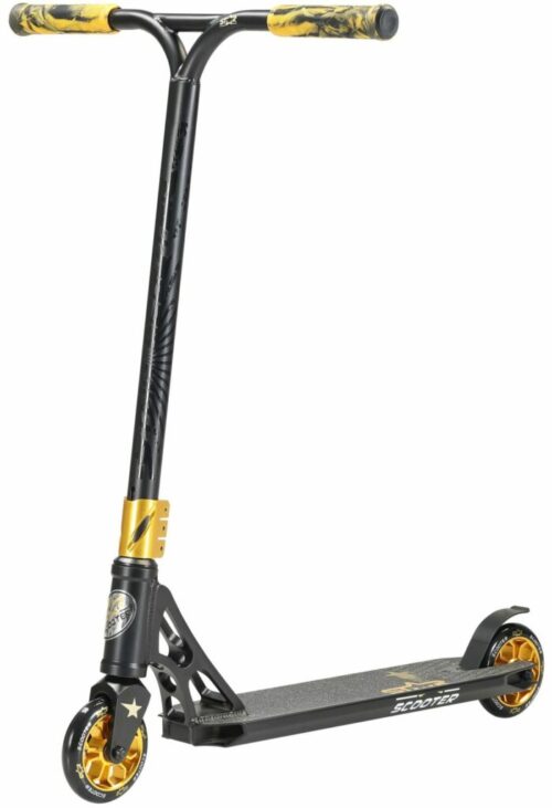 Step / Stuntstep STAR SCOOTER Freestyle Jump alu stuntstep 110mm Pro Trick Roller zwart goud